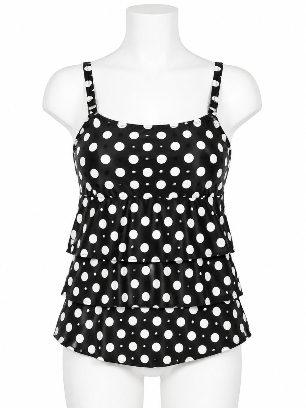 Cacique Black & White Polka Dot Tankini – Size 14